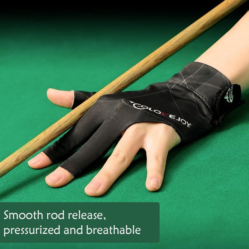 Wnddle Pool Glove Left Hand, Billiards Glove, Billiard Pool Gloves for Left Hand 3 Finger, Snooker Cue Sport Glove Popular Sizes for Men & Women - Image 2